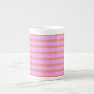 Pink Geometric Stripes Bone China Mug