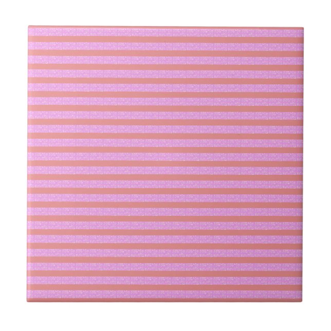 Pink Geometric Stripes  Ceramic Tile (Front)