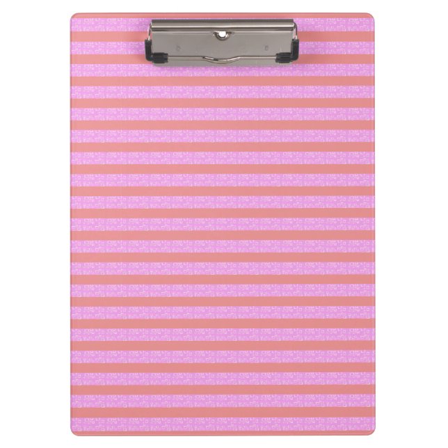 Pink Geometric Stripes  Clipboard (Front)