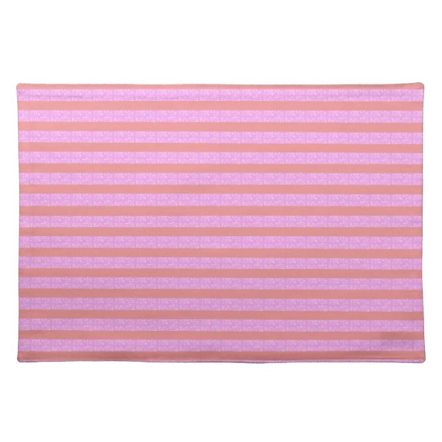 Pink Geometric Stripes  Cloth Placemat (Front)