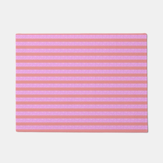 Pink Geometric Stripes Doormat (Front)
