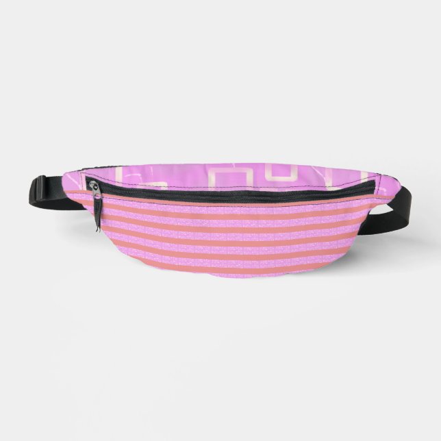Pink Geometric Stripes Fanny Pack (Front)