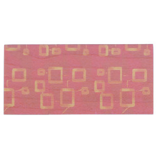 Pink Geometric Stripes Geostripes Wood Flash Drive