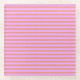 Pink Geometric Stripes Glass Coaster