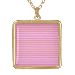 Pink Geometric Stripes Gold Plated Necklace