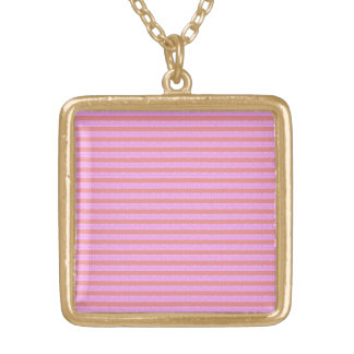 Pink Geometric Stripes  Gold Plated Necklace