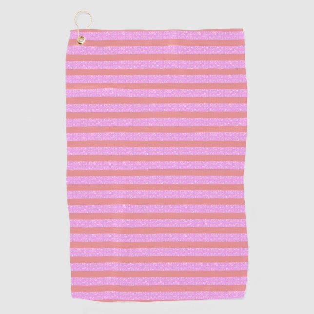 Pink Geometric Stripes  Golf Towel (Front)