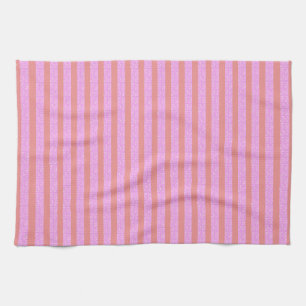 Pink Geometric Stripes Kitchen Towel
