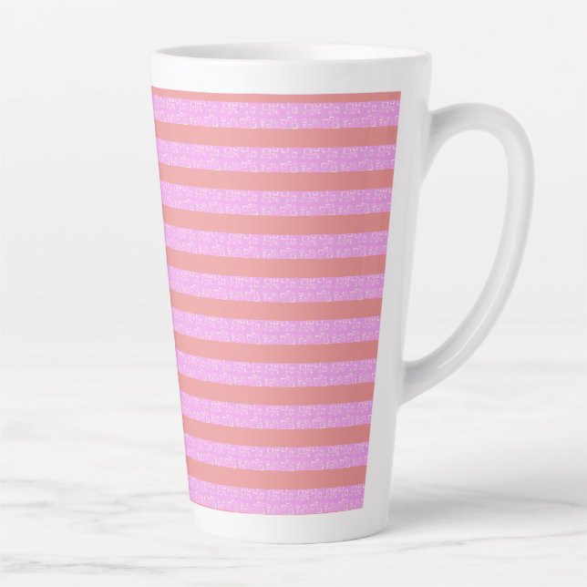 Pink Geometric Stripes Latte Mug (Right)