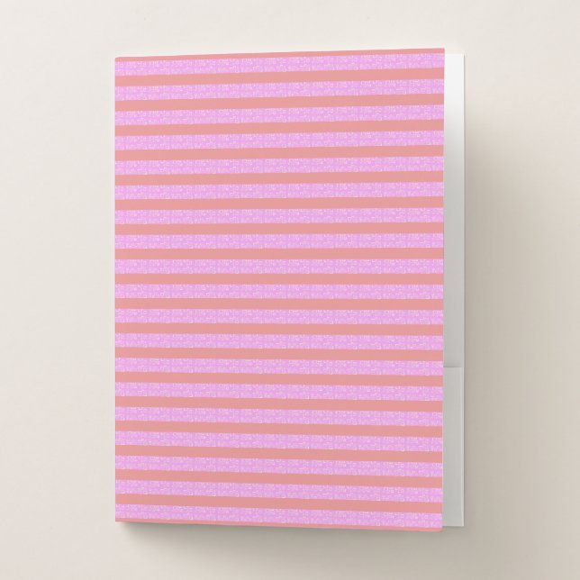 Pink Geometric Stripes Pocket Folder (Front)