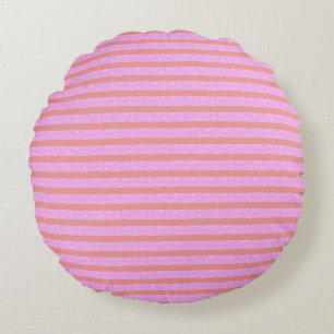 Pink Geometric Stripes Round Pillow