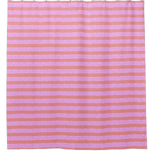 Pink Geometric Stripes Shower Curtain