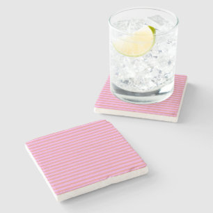 Pink Geometric Stripes Stone Coaster
