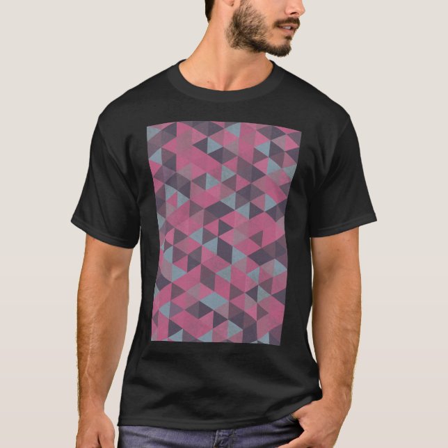 Pink geometric triangles T-Shirt (Front)