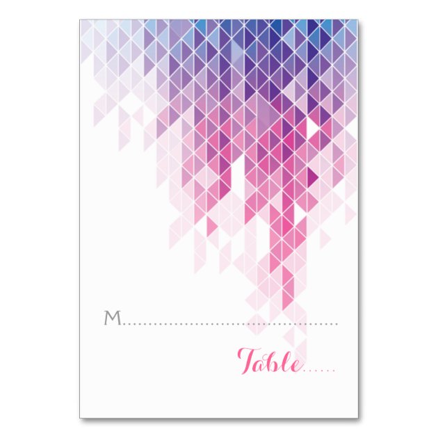 Pink Geometric Triangles Wedding Folded Place Card
