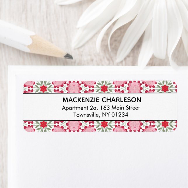 Pink Geometric Watercolor Abstract Pattern Address Label (Insitu)
