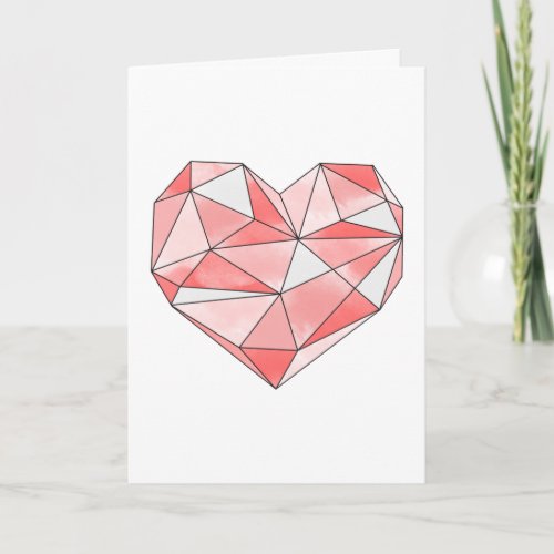 Pink Geometric Watercolor Heart Card