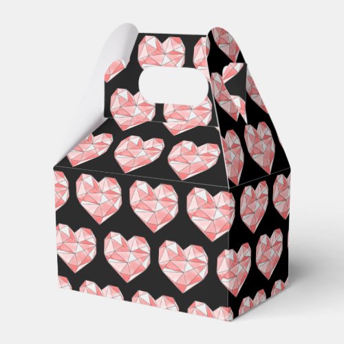 Pink Geometric Watercolor Heart Favor Boxes