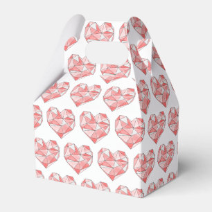 Pink Geometric Watercolor Heart Favor Boxes