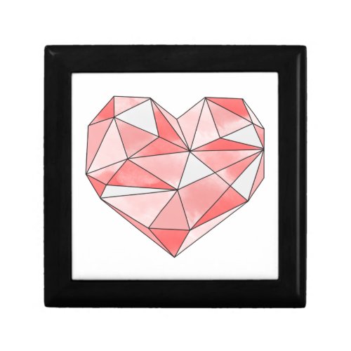 Pink Geometric Watercolor Heart Gift Box