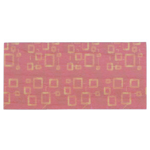 Pink Geometric  Wood Flash Drive