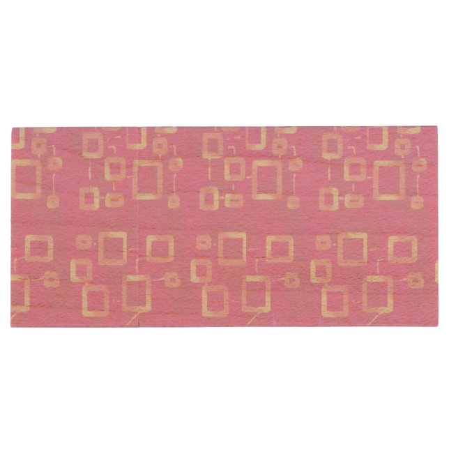 Pink Geometric  Wood Flash Drive (Back)