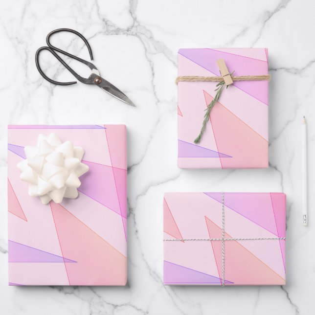 Pink Geometric  Wrapping Paper Sheets (Front)