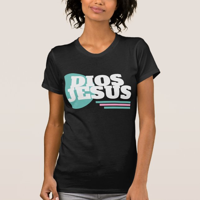 Pink Geometrical Faith Dios Christian Slang T-Shirt (Front)