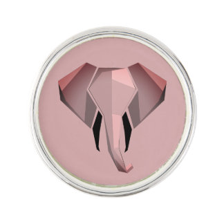 Pink Geometrics Elephant Head Lapel Pin