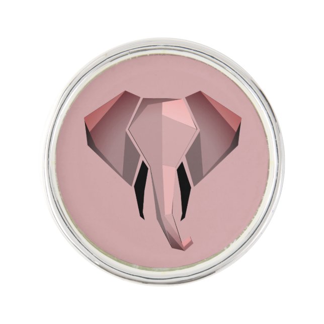 Pink Geometrics Elephant Head  Lapel Pin (Front)