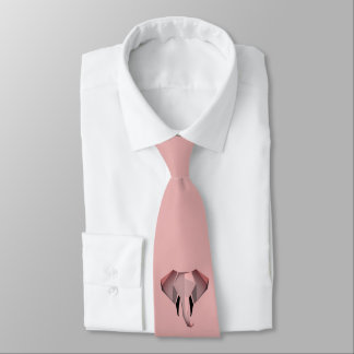 Pink Geometrics Elephant Head Neck Tie