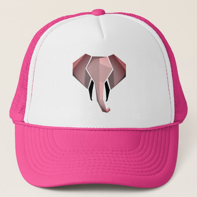 Pink Geometrics Elephant Head  Trucker Hat (Front)