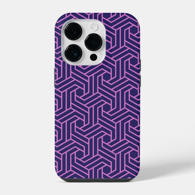 pink geometry abstract with purple background iphone case (Back)