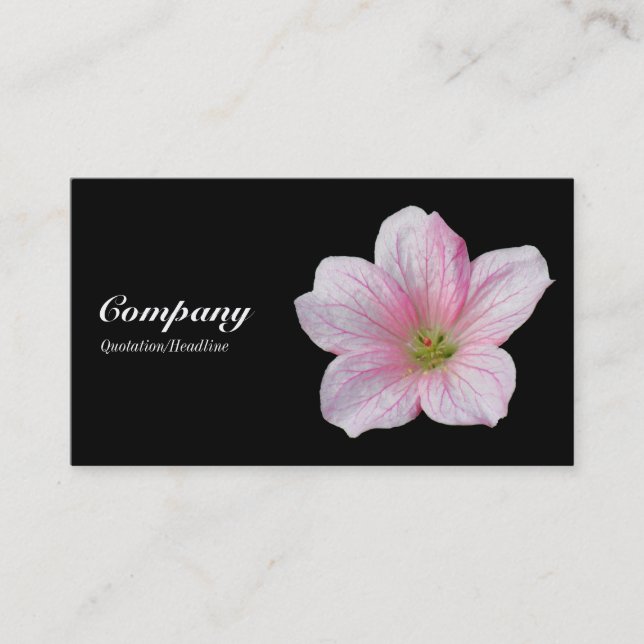 Pink Geranium - Black Business Card (Front)