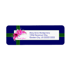Pink Geranium Bouquet Return Address Labels - Than