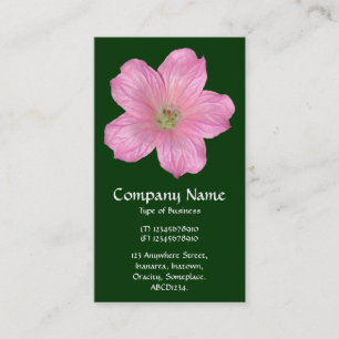 Pink Geranium - Dark Green Business Card