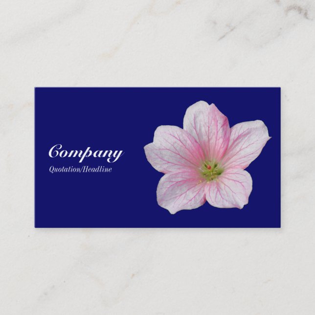 Pink Geranium - Deep Navy Business Card (Front)