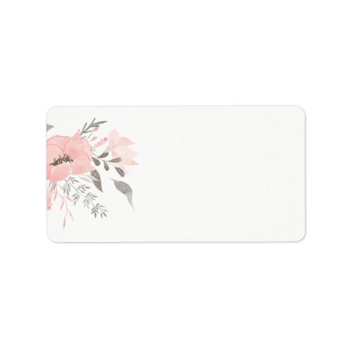Pink Geranium Floral  Blank Address Label