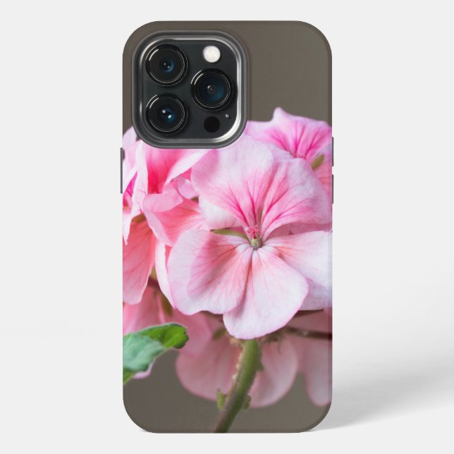 Pink geranium flower iphone case (Back)