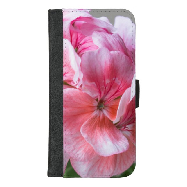 Pink geranium flower iPhone wallet case (Front)