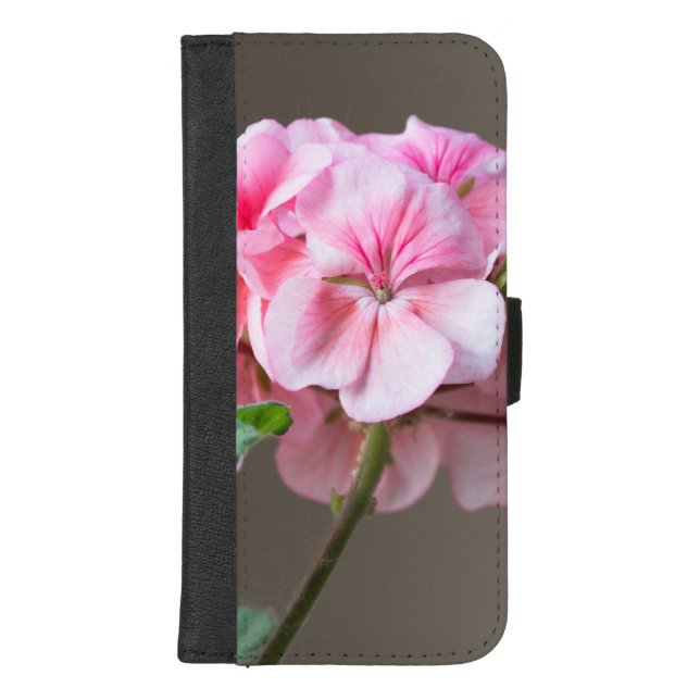 Pink geranium flower iPhone wallet case (Front)