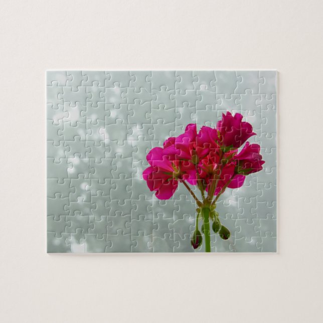 Pink Geranium Flower Photo Puzzle (Horizontal)