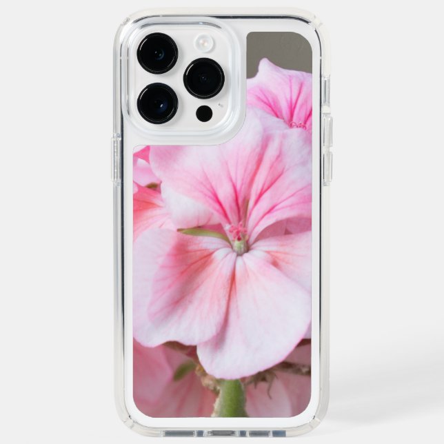 Pink geranium flower speck iPhone case (Front)