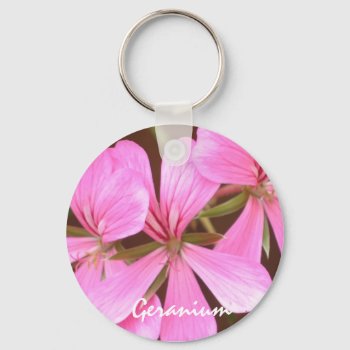 Pink Geranium Keychain by ggbythebay at Zazzle