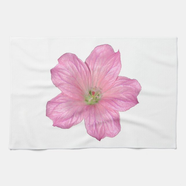 Pink Geranium Kitchen Towel (Horizontal)