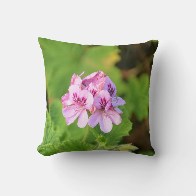 Pink Geranium Throw Pillow (Front)