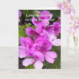 Pink Geraniums Job Promotion Congratulations Card