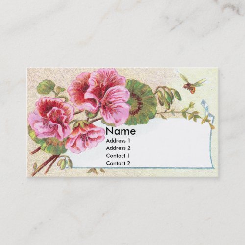 Pink Geraniums Victorian Trade Card Business Card