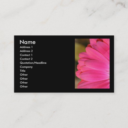 Customizable Pink Gerbena Petals on Black Business Card