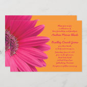 Pink Gerber Daisy and Orange Wedding Invitation (Front/Back)